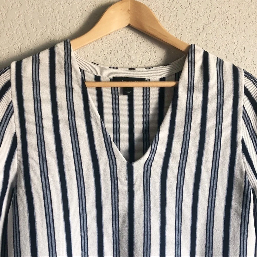Ann Taylor Silk Blend Striped Wide Sleeve Knit Sweater Top